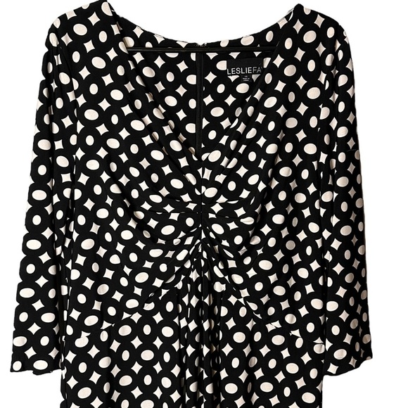 Leslie Fay‎ Black White Ruched Bodice Dress NWT Size 14 1F1A2124 - Picture 2 of 15